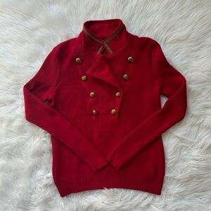 Lauren Ralph Lauren Red Knit Sweater with Nice Double Breasted Button Detail